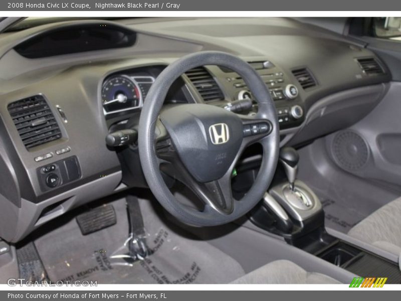 Nighthawk Black Pearl / Gray 2008 Honda Civic LX Coupe