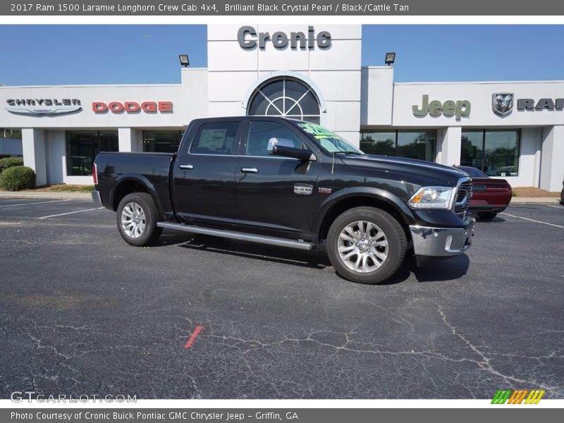 Brilliant Black Crystal Pearl / Black/Cattle Tan 2017 Ram 1500 Laramie Longhorn Crew Cab 4x4