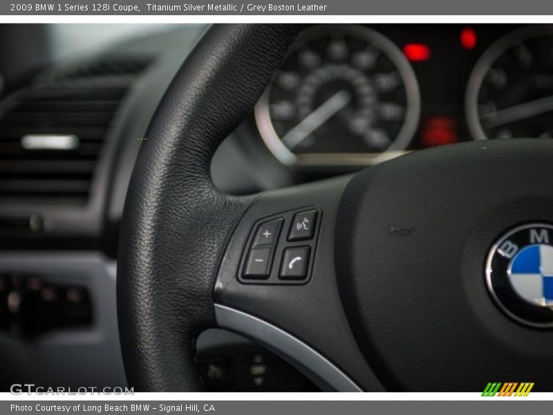 Titanium Silver Metallic / Grey Boston Leather 2009 BMW 1 Series 128i Coupe