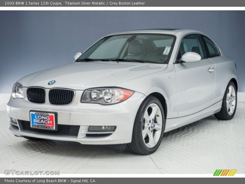 Titanium Silver Metallic / Grey Boston Leather 2009 BMW 1 Series 128i Coupe