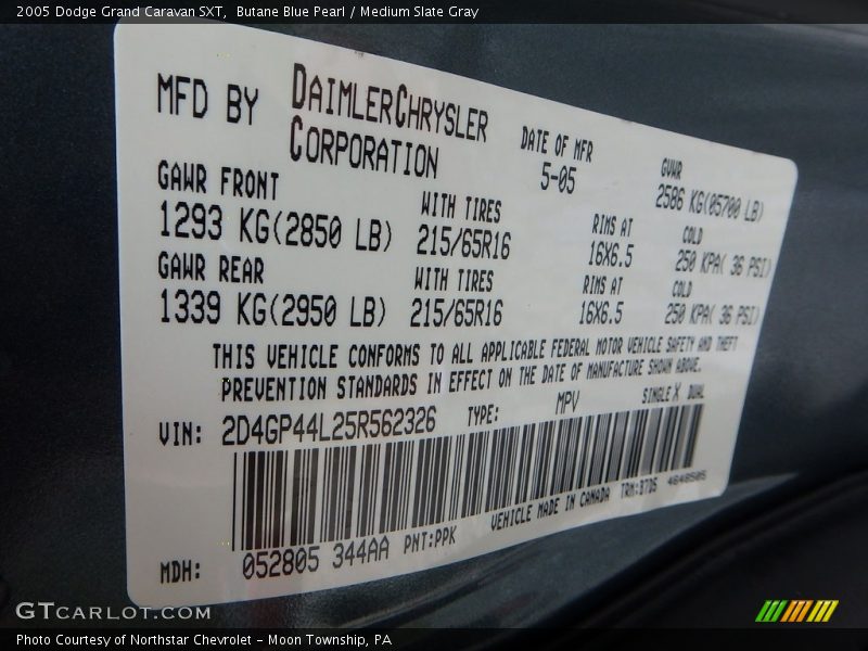 Butane Blue Pearl / Medium Slate Gray 2005 Dodge Grand Caravan SXT