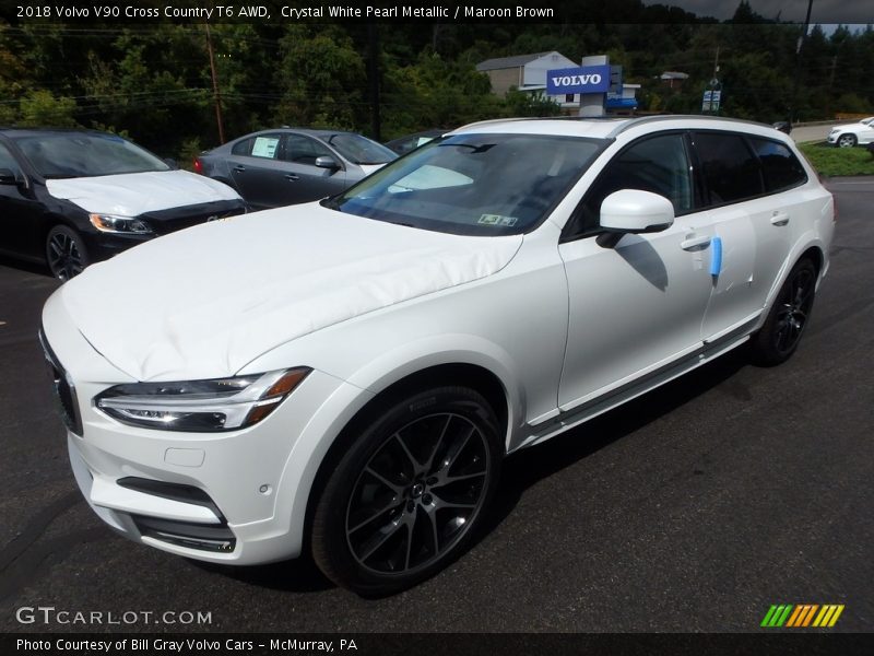 Crystal White Pearl Metallic / Maroon Brown 2018 Volvo V90 Cross Country T6 AWD