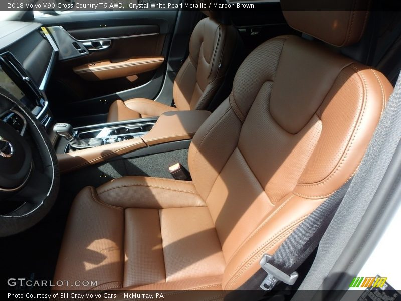 Crystal White Pearl Metallic / Maroon Brown 2018 Volvo V90 Cross Country T6 AWD