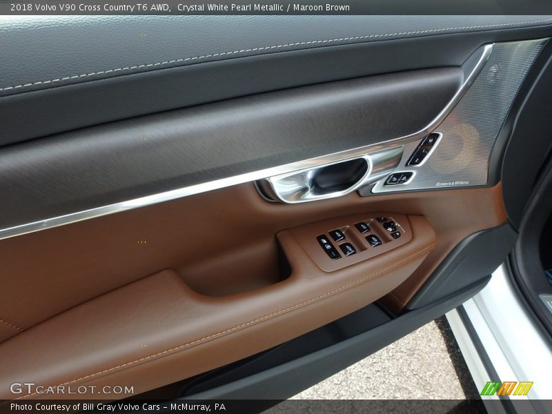 Crystal White Pearl Metallic / Maroon Brown 2018 Volvo V90 Cross Country T6 AWD