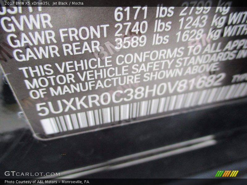Jet Black / Mocha 2017 BMW X5 xDrive35i