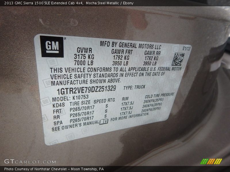 Mocha Steel Metallic / Ebony 2013 GMC Sierra 1500 SLE Extended Cab 4x4