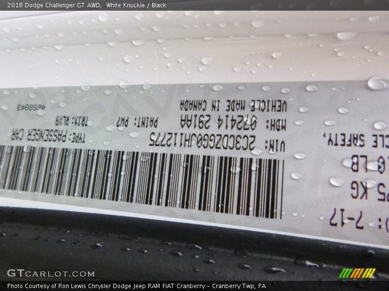 White Knuckle / Black 2018 Dodge Challenger GT AWD