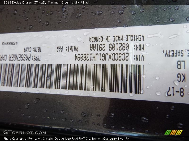 Maximum Steel Metallic / Black 2018 Dodge Charger GT AWD
