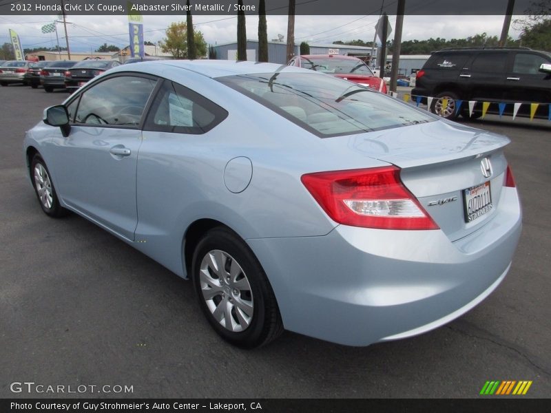 Alabaster Silver Metallic / Stone 2012 Honda Civic LX Coupe