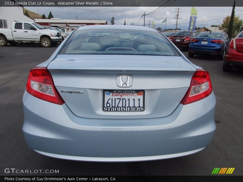 Alabaster Silver Metallic / Stone 2012 Honda Civic LX Coupe