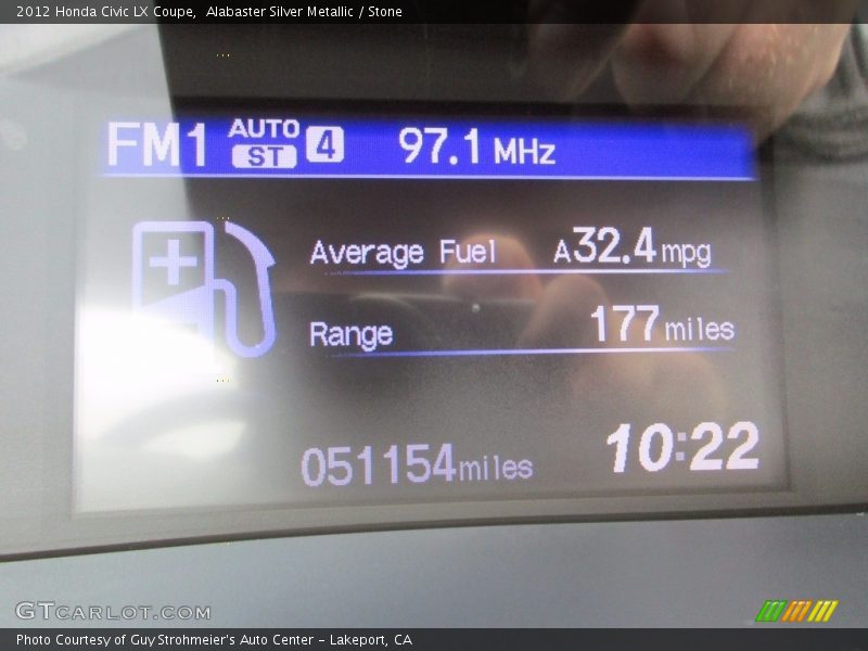 Alabaster Silver Metallic / Stone 2012 Honda Civic LX Coupe