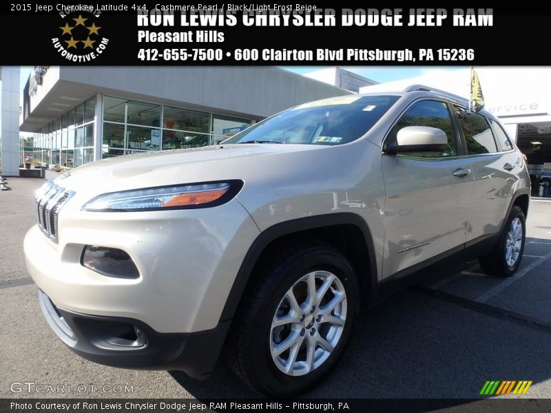 Cashmere Pearl / Black/Light Frost Beige 2015 Jeep Cherokee Latitude 4x4