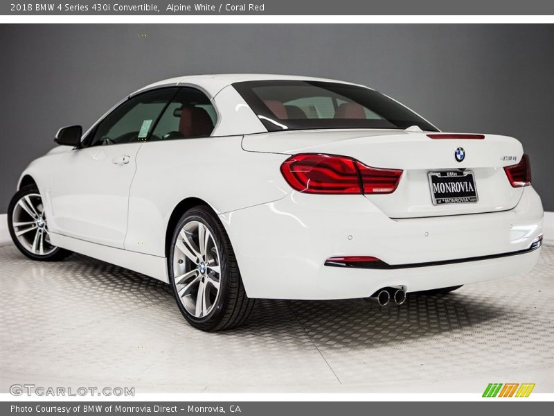 Alpine White / Coral Red 2018 BMW 4 Series 430i Convertible