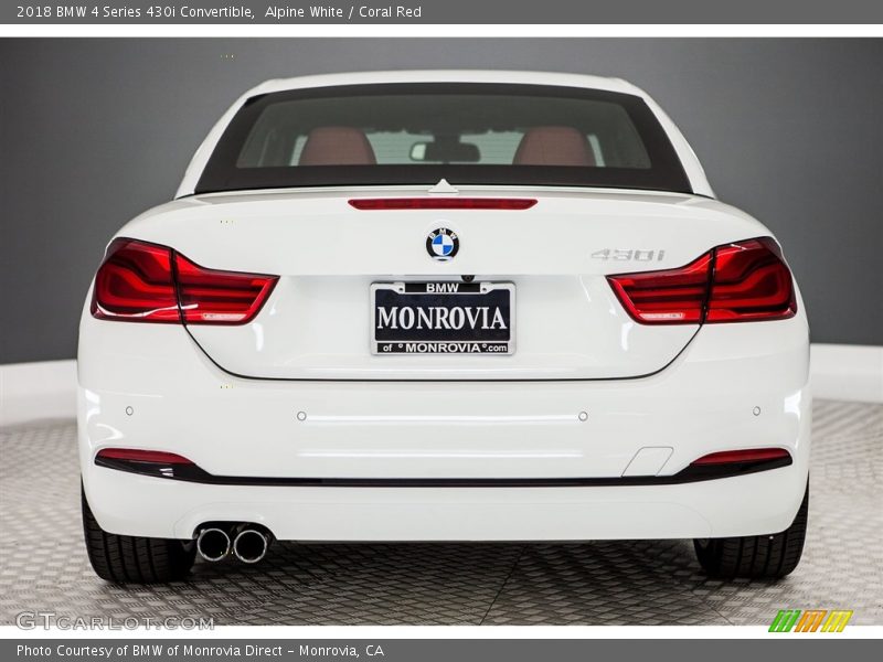 Alpine White / Coral Red 2018 BMW 4 Series 430i Convertible