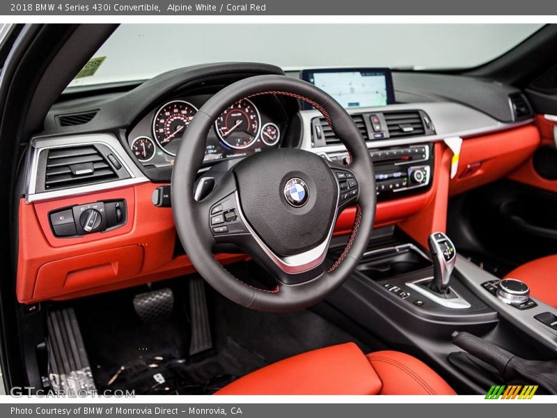 Alpine White / Coral Red 2018 BMW 4 Series 430i Convertible