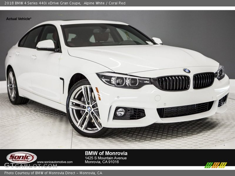 Alpine White / Coral Red 2018 BMW 4 Series 440i xDrive Gran Coupe