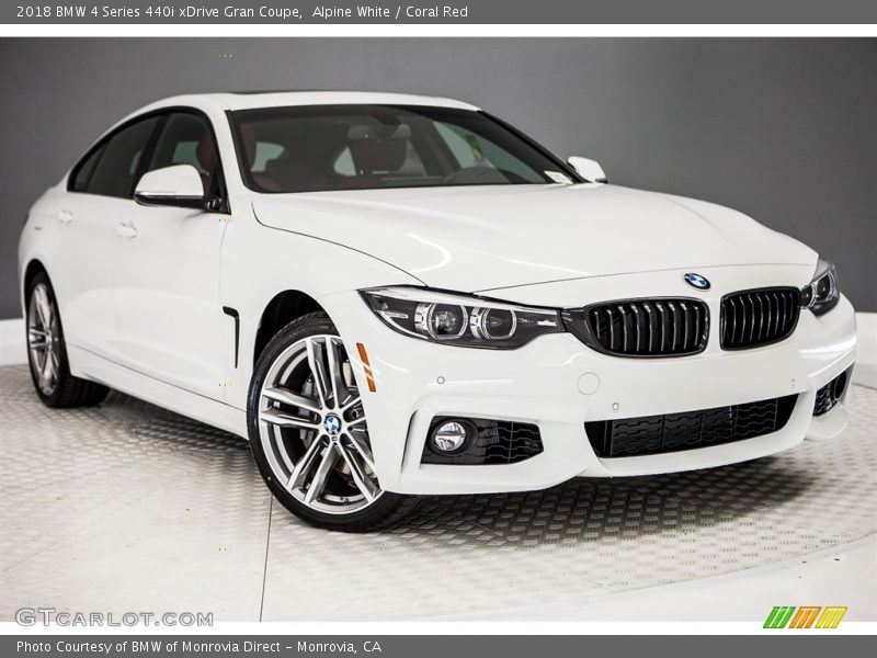 Alpine White / Coral Red 2018 BMW 4 Series 440i xDrive Gran Coupe