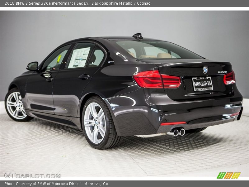 Black Sapphire Metallic / Cognac 2018 BMW 3 Series 330e iPerformance Sedan