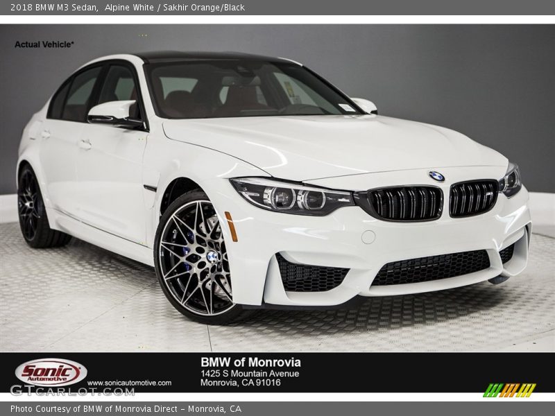 Alpine White / Sakhir Orange/Black 2018 BMW M3 Sedan