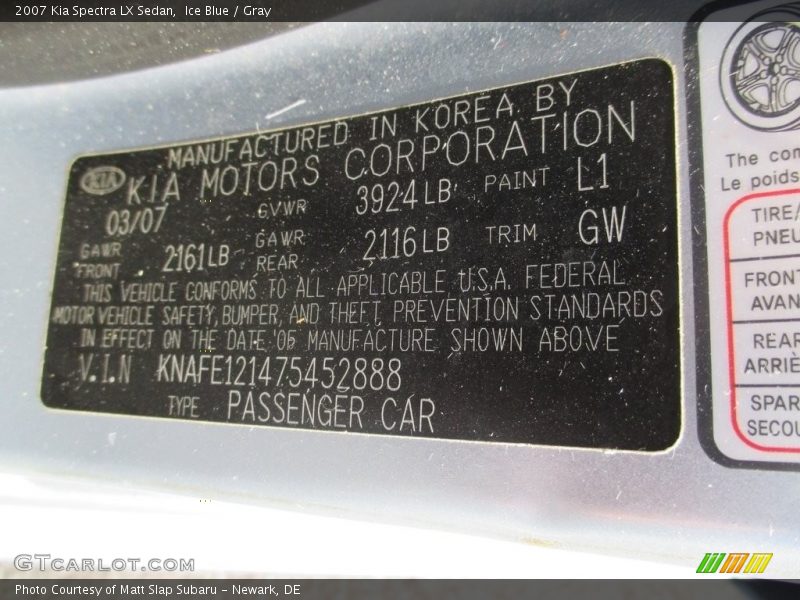 Ice Blue / Gray 2007 Kia Spectra LX Sedan