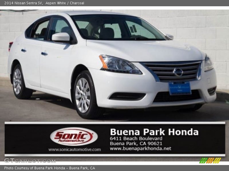 Aspen White / Charcoal 2014 Nissan Sentra SV