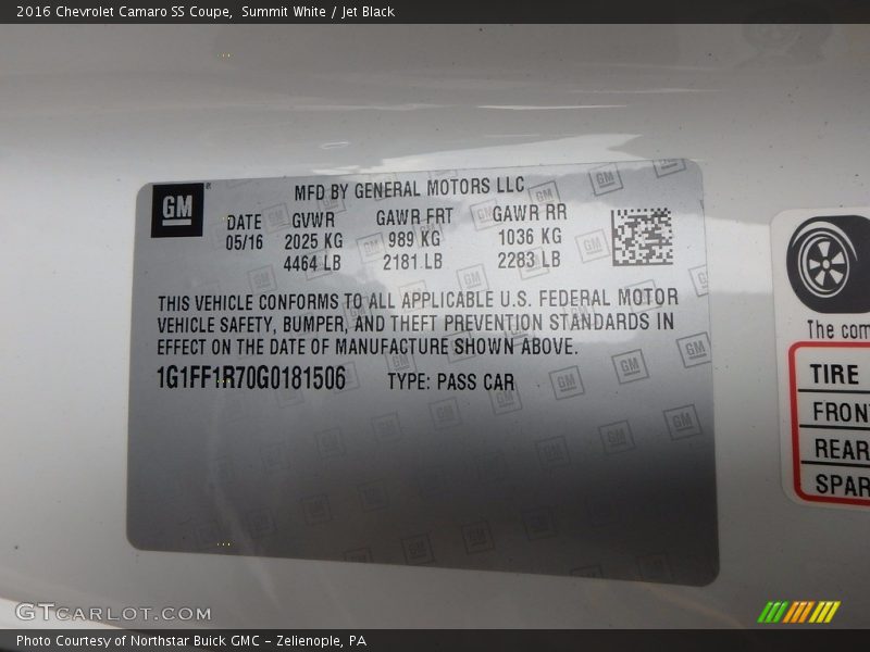 Summit White / Jet Black 2016 Chevrolet Camaro SS Coupe
