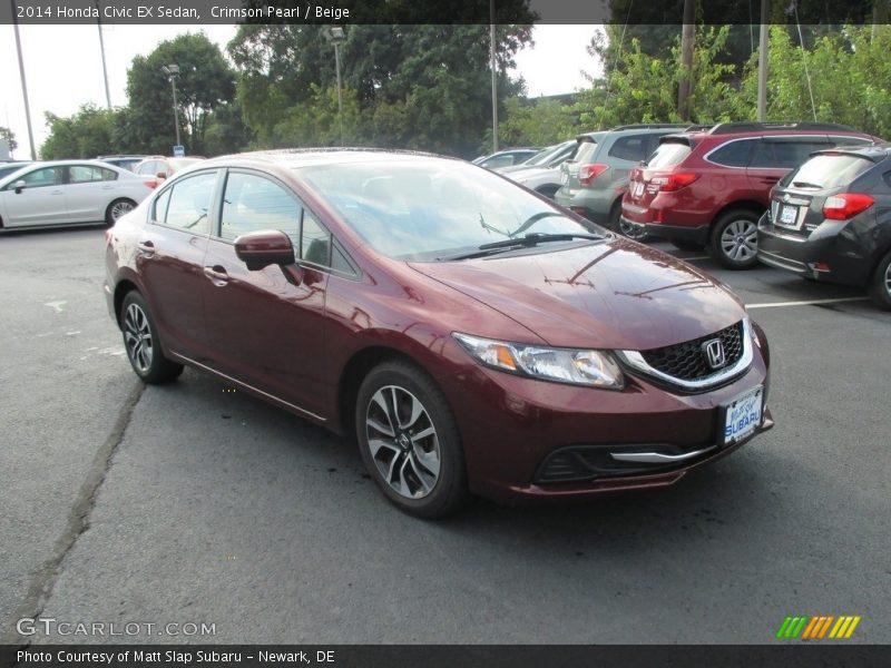 Crimson Pearl / Beige 2014 Honda Civic EX Sedan