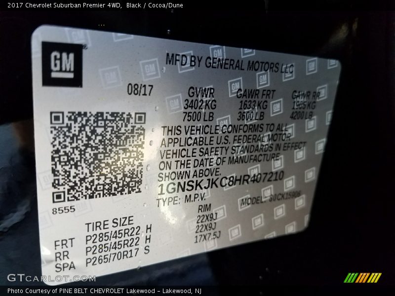 Black / Cocoa/Dune 2017 Chevrolet Suburban Premier 4WD