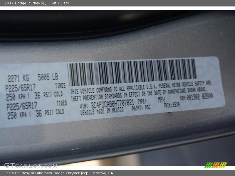 Billet / Black 2017 Dodge Journey SE