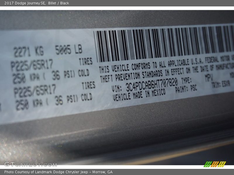 Billet / Black 2017 Dodge Journey SE