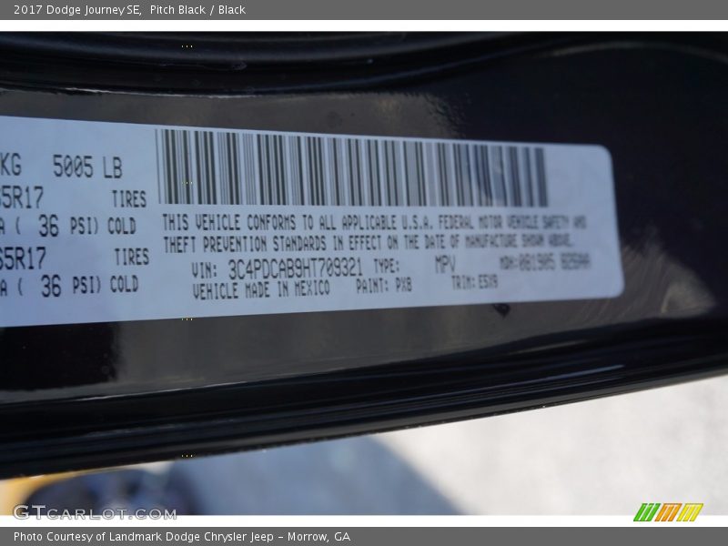 Pitch Black / Black 2017 Dodge Journey SE