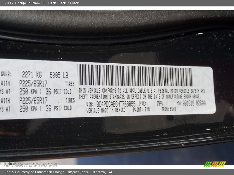 Pitch Black / Black 2017 Dodge Journey SE