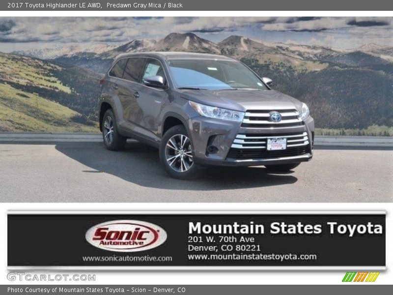 Predawn Gray Mica / Black 2017 Toyota Highlander LE AWD