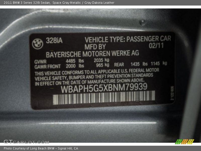 Space Gray Metallic / Gray Dakota Leather 2011 BMW 3 Series 328i Sedan