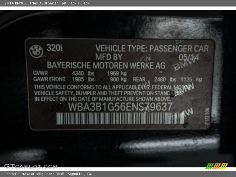 Jet Black / Black 2014 BMW 3 Series 320i Sedan