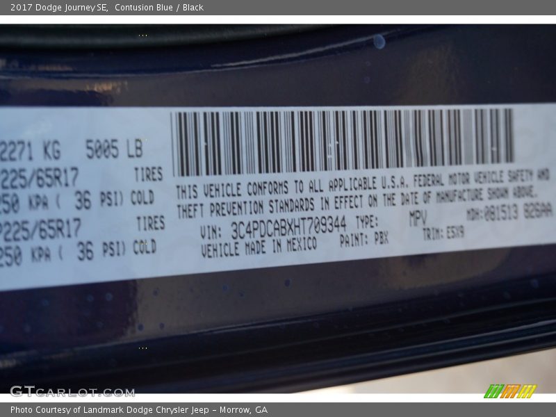 Contusion Blue / Black 2017 Dodge Journey SE