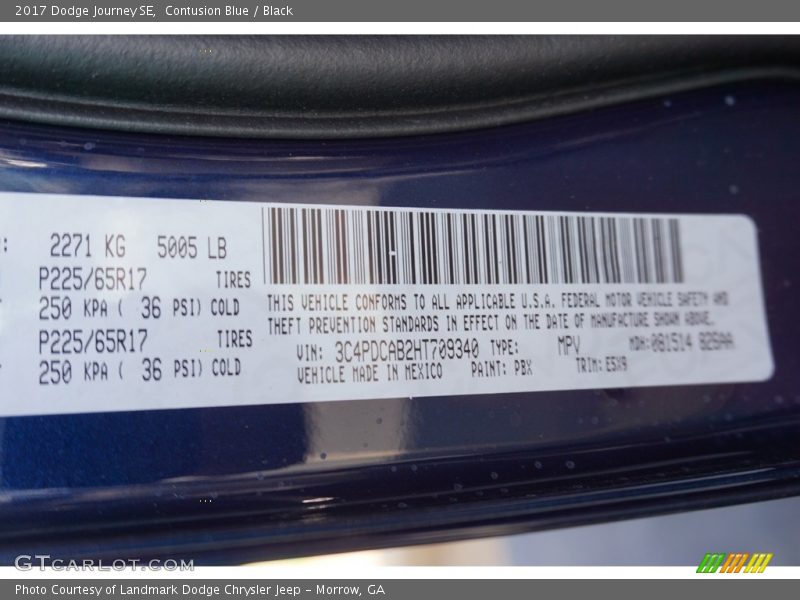 Contusion Blue / Black 2017 Dodge Journey SE