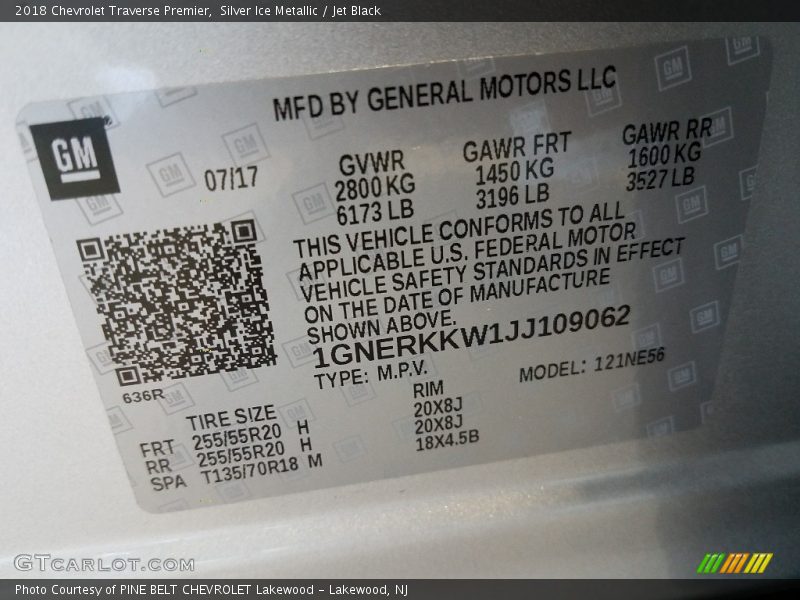 Silver Ice Metallic / Jet Black 2018 Chevrolet Traverse Premier
