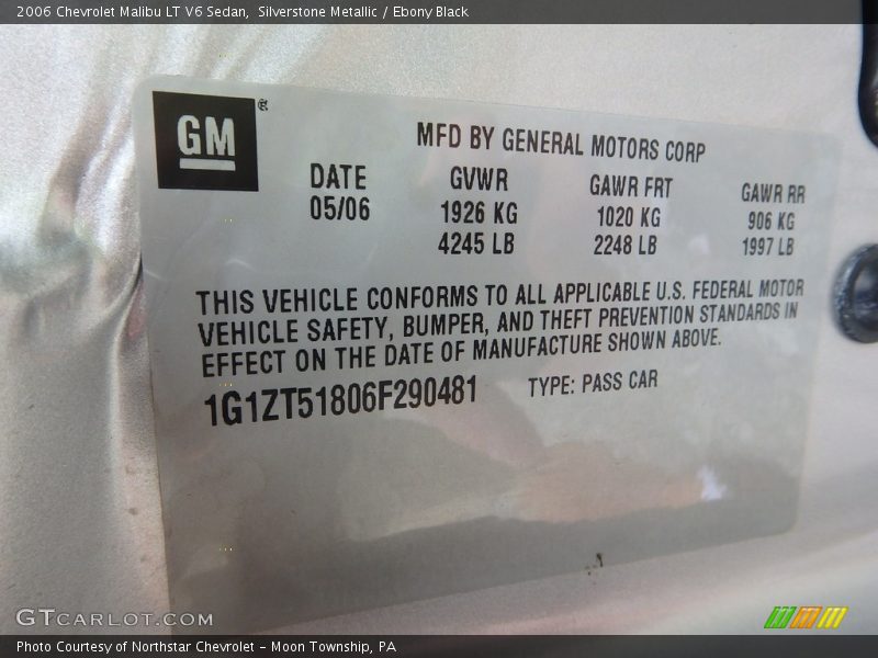 Silverstone Metallic / Ebony Black 2006 Chevrolet Malibu LT V6 Sedan