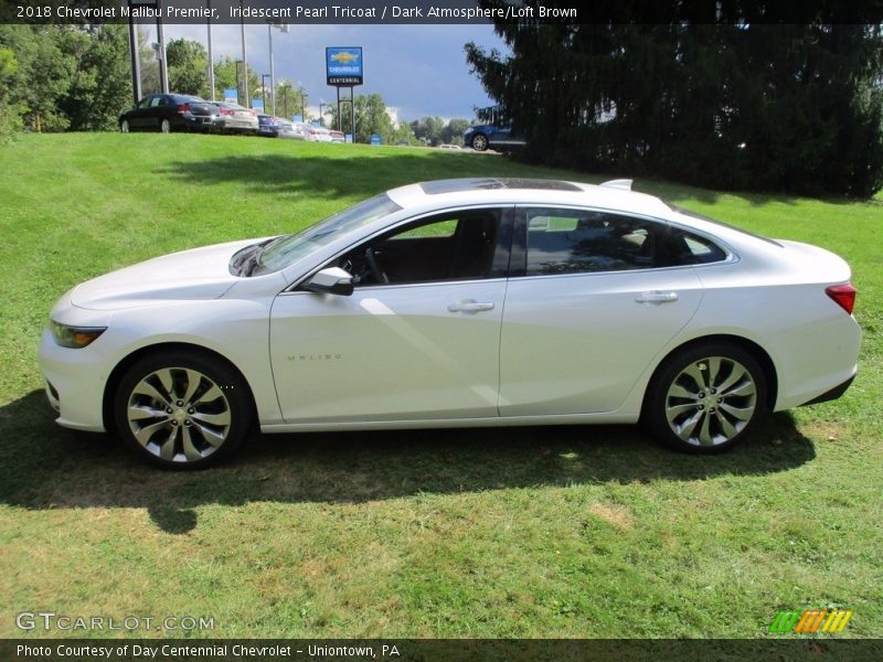 Iridescent Pearl Tricoat / Dark Atmosphere/Loft Brown 2018 Chevrolet Malibu Premier