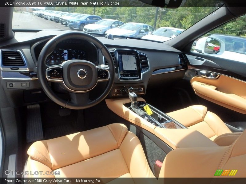 Crystal White Pearl Metallic / Blonde 2017 Volvo XC90 T6 AWD