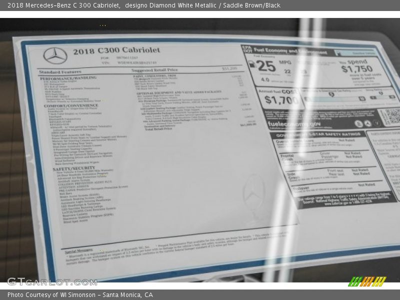  2018 C 300 Cabriolet Window Sticker