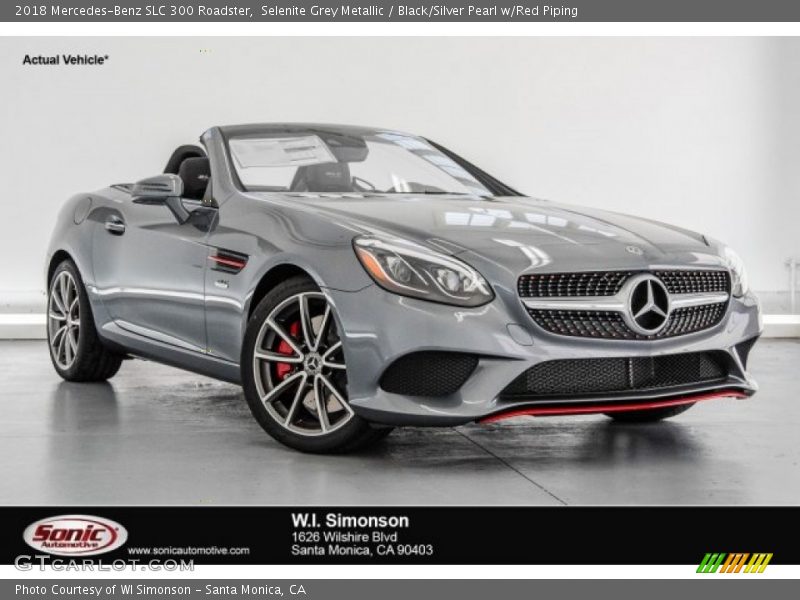 Selenite Grey Metallic / Black/Silver Pearl w/Red Piping 2018 Mercedes-Benz SLC 300 Roadster