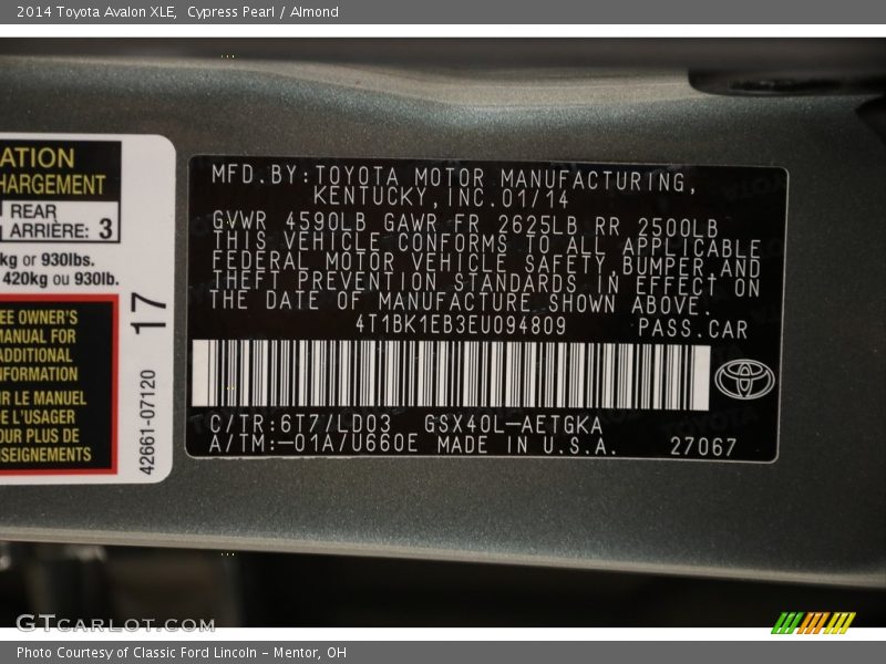 Cypress Pearl / Almond 2014 Toyota Avalon XLE