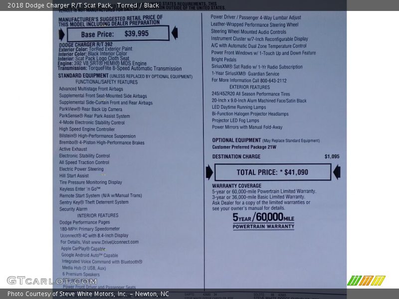 Torred / Black 2018 Dodge Charger R/T Scat Pack
