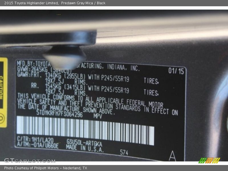 Predawn Gray Mica / Black 2015 Toyota Highlander Limited