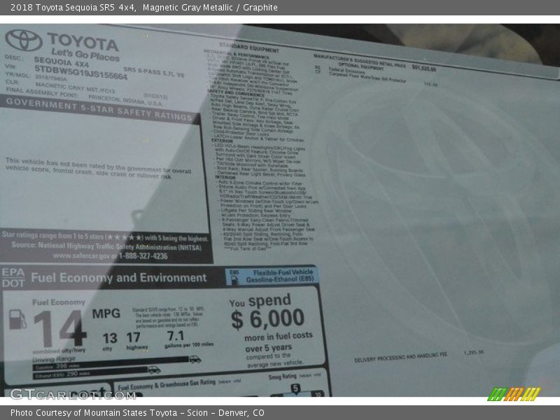 Magnetic Gray Metallic / Graphite 2018 Toyota Sequoia SR5 4x4