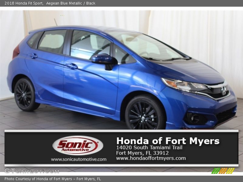 Aegean Blue Metallic / Black 2018 Honda Fit Sport