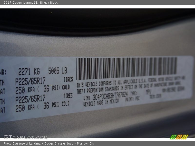 Billet / Black 2017 Dodge Journey SE