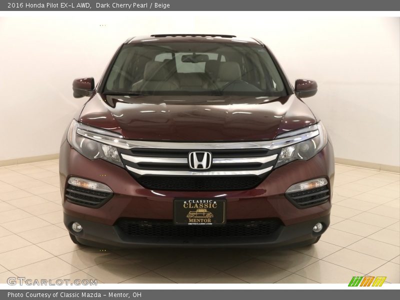 Dark Cherry Pearl / Beige 2016 Honda Pilot EX-L AWD